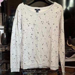 Small GAP Light Gray Paint Splatter Pattern Crewneck